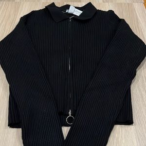Black Zip Up Long Sleeve Shirt